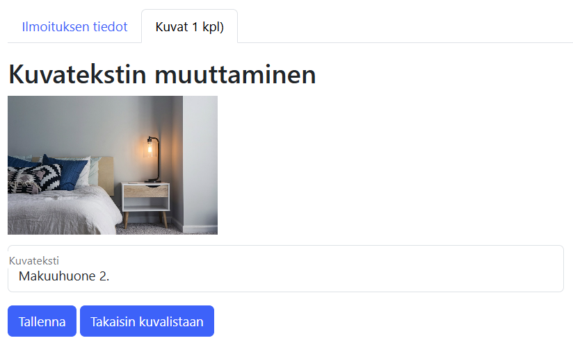 Kuvatekstin muuttaminen lomake