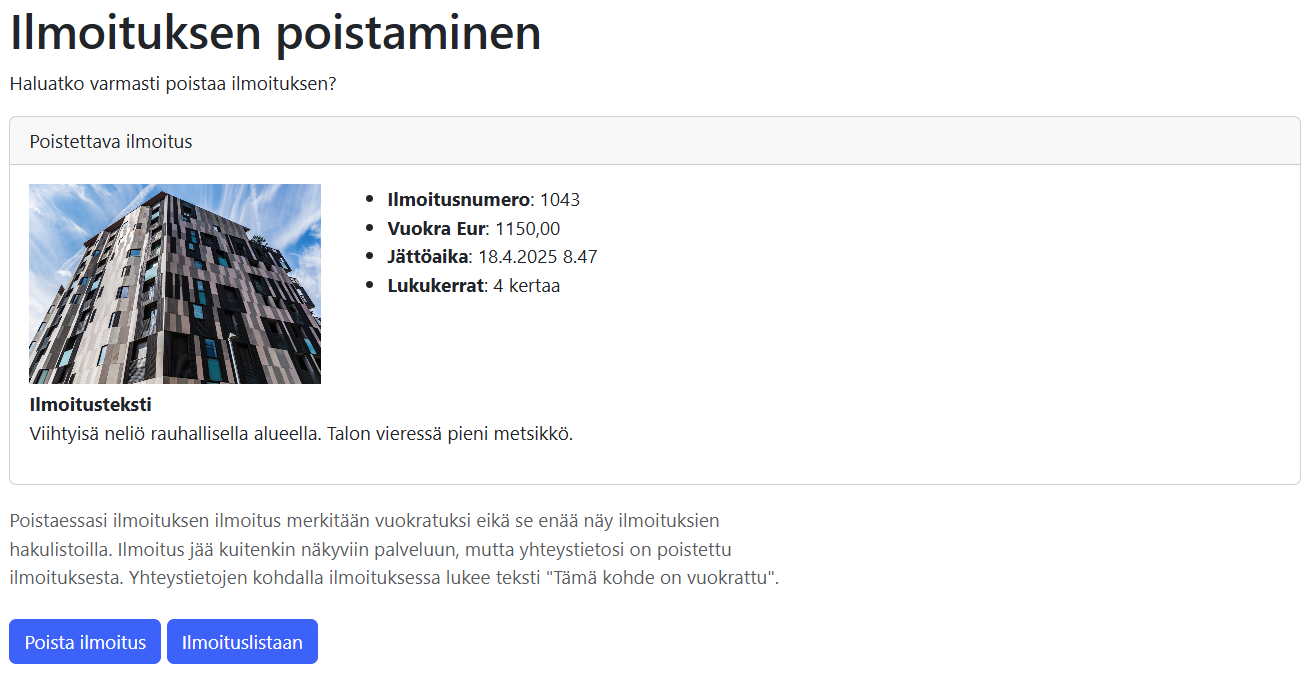 Ilmoituksen poiston vahvistus